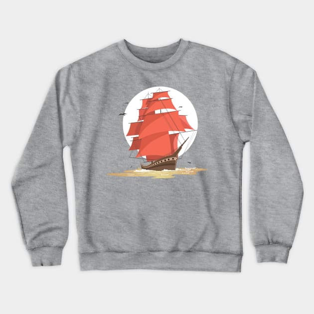 Ship Sailing Crewneck Sweatshirt by Mako Design 